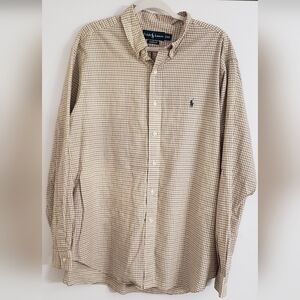 Ralph Lauren Classic Tattersall Men's Tan, Red/ Black XXL Button Up Casual Prep